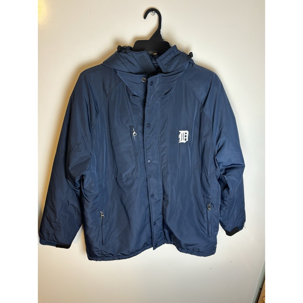 Antigua Detroit Tigers Jacket Mens Size 2 Extra Large XXL Insulated Hooded Blue